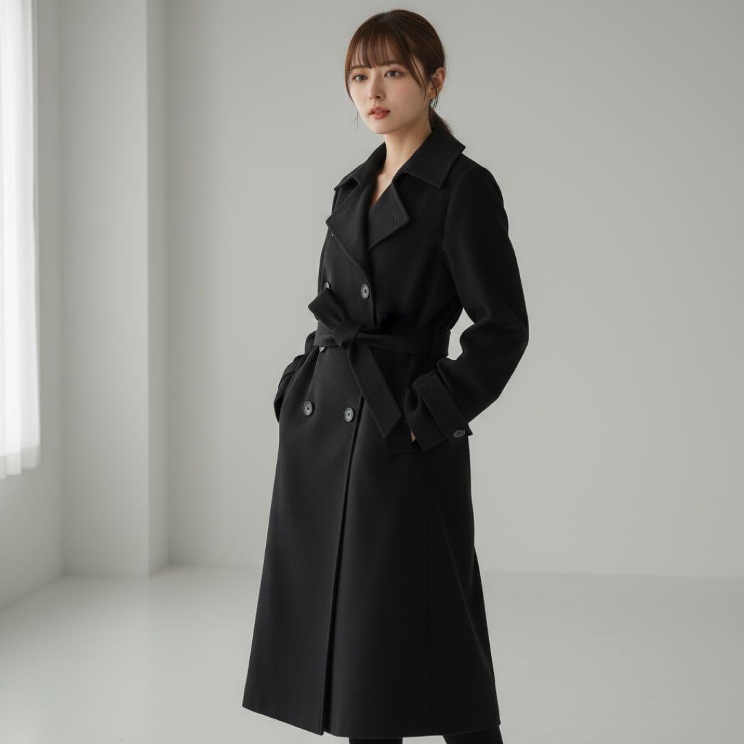 【高級】22 OCTOBRE チェスターコート カシミヤ ロングコート ブラック