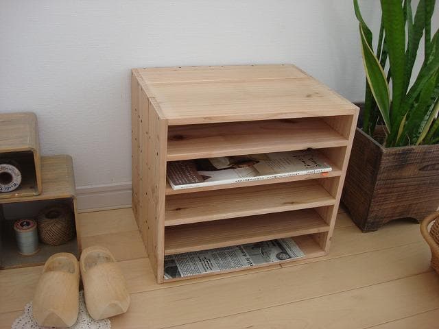 ままっぽ★送料無料★A3木製4段書類棚