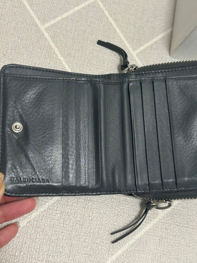 BALENCIAGA 二つ折り財布 チャコールグレー　領収書あり