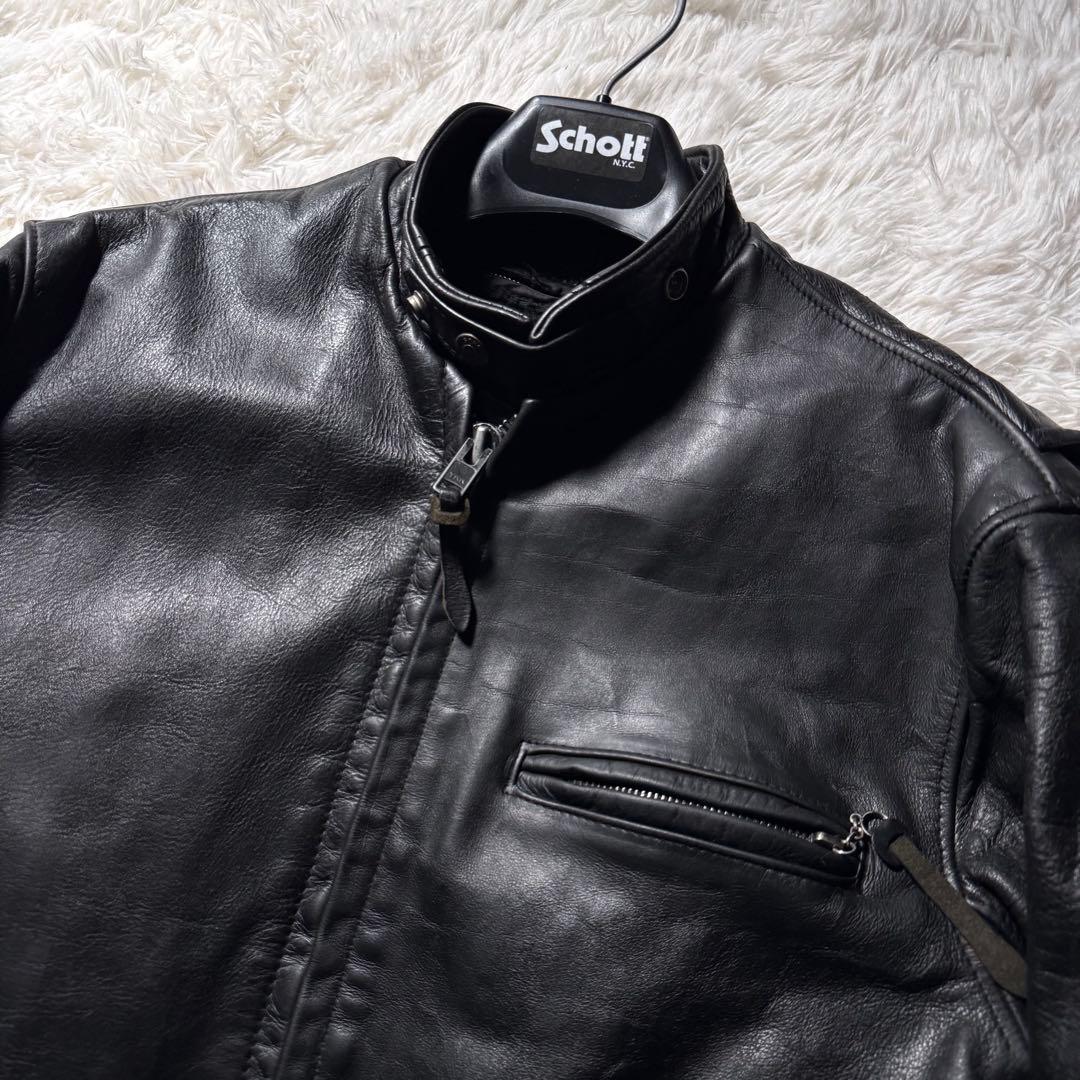 コ*ウ様 【米国製】schott ライダースジャケット　シングル　ブラック　本革