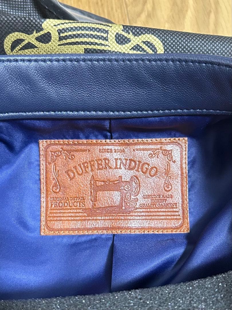 ★こんぶ★DUFFER INDIGO ネイビー レザーライダースジャケット
