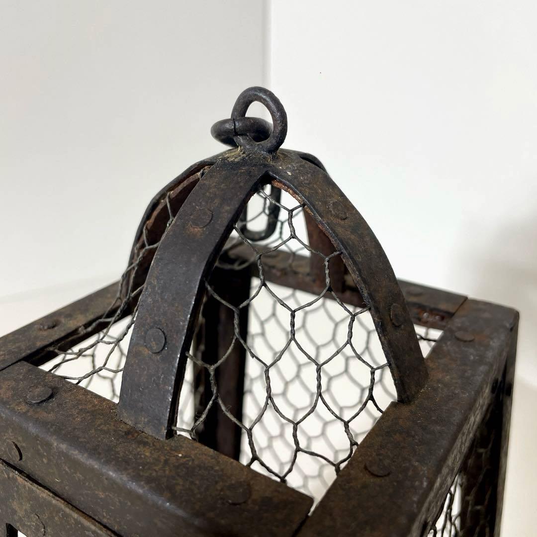 #XG447 時代物・鉄製・吊り燭台・行燈・ランタン・アンティーク・骨董