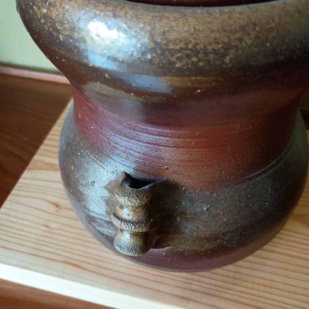 希少 人間国宝 藤原雄 作 備前　耳付水指　共箱　共布　手紙　晩年作