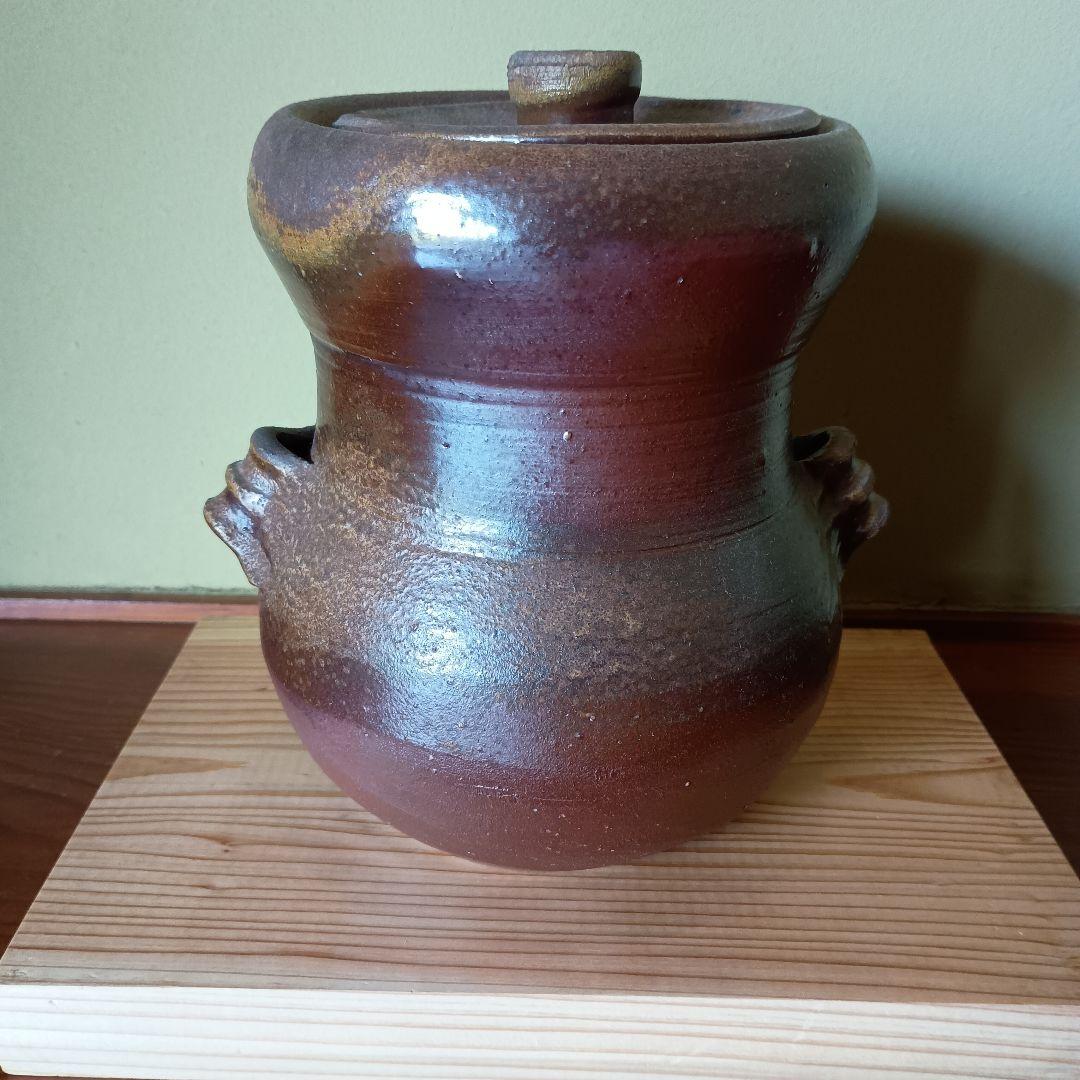 希少 人間国宝 藤原雄 作 備前　耳付水指　共箱　共布　手紙　晩年作