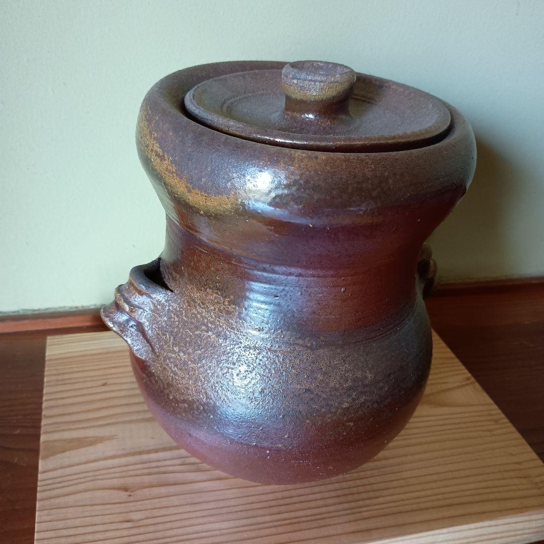 希少 人間国宝 藤原雄 作 備前　耳付水指　共箱　共布　手紙　晩年作