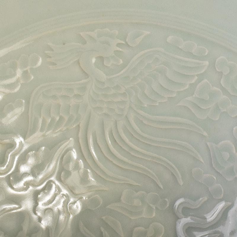 中国　影青　青白釉　陽刻　鳳凰雲龍文　鉢　2点　時代箱付　C　R7794