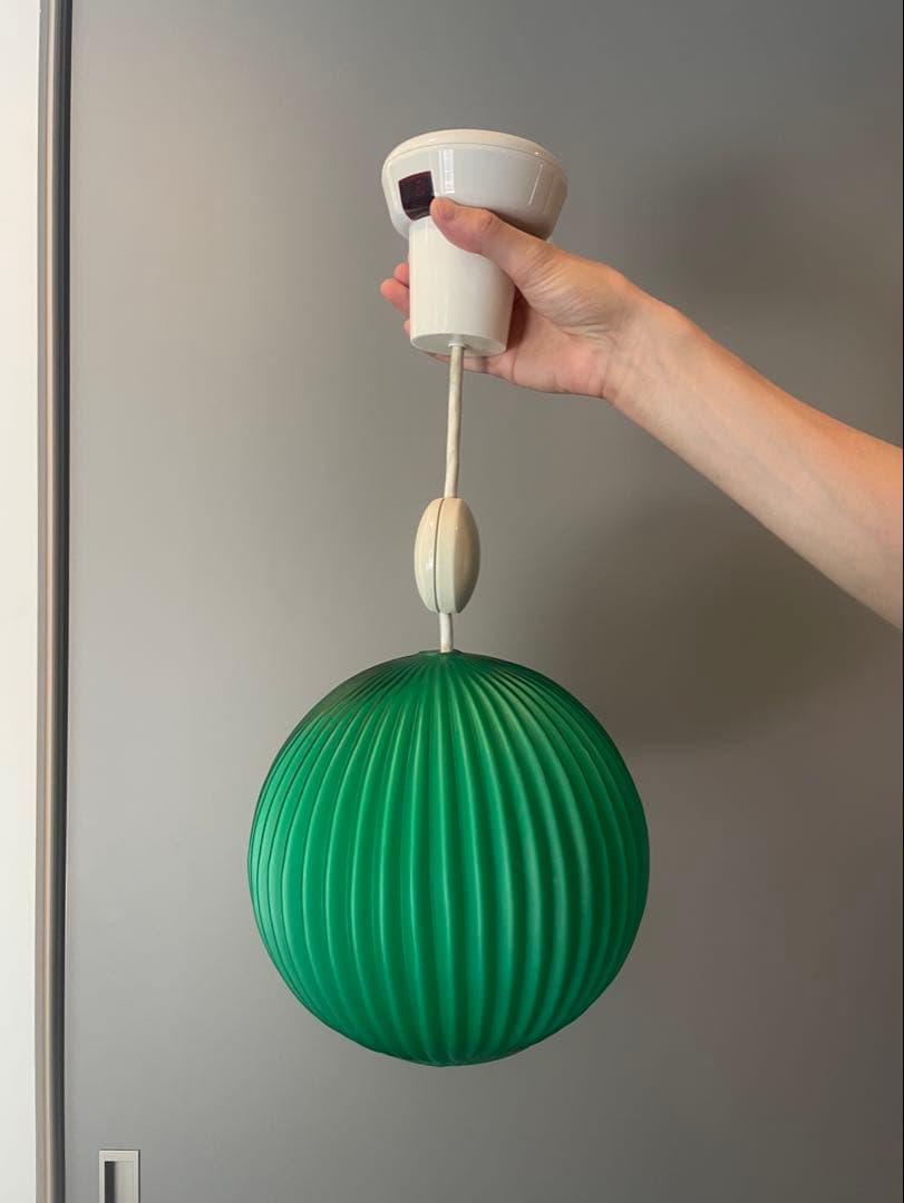 昭和レトロ グリーン ランプシェード 22〜23cm径