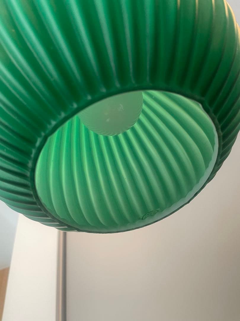 昭和レトロ グリーン ランプシェード 22〜23cm径