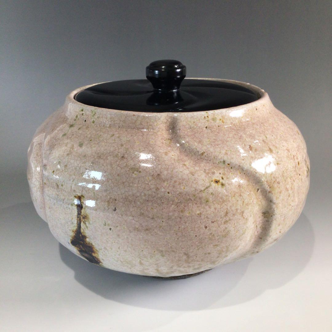 Ｐ７４４　水指　『萩焼』『厚東建信造』『大徳寺　小林太玄箱書』『捻梅水指』　共箱