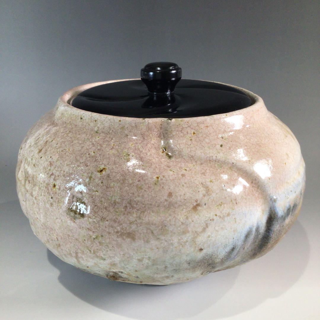 Ｐ７４４　水指　『萩焼』『厚東建信造』『大徳寺　小林太玄箱書』『捻梅水指』　共箱