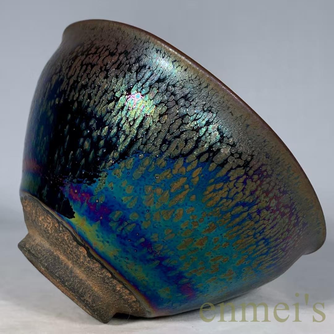 中国古美術・宋建窯風・曜変七彩八方油滴天目茶碗・抹茶碗・茶道具・茶碗・骨董・古玩