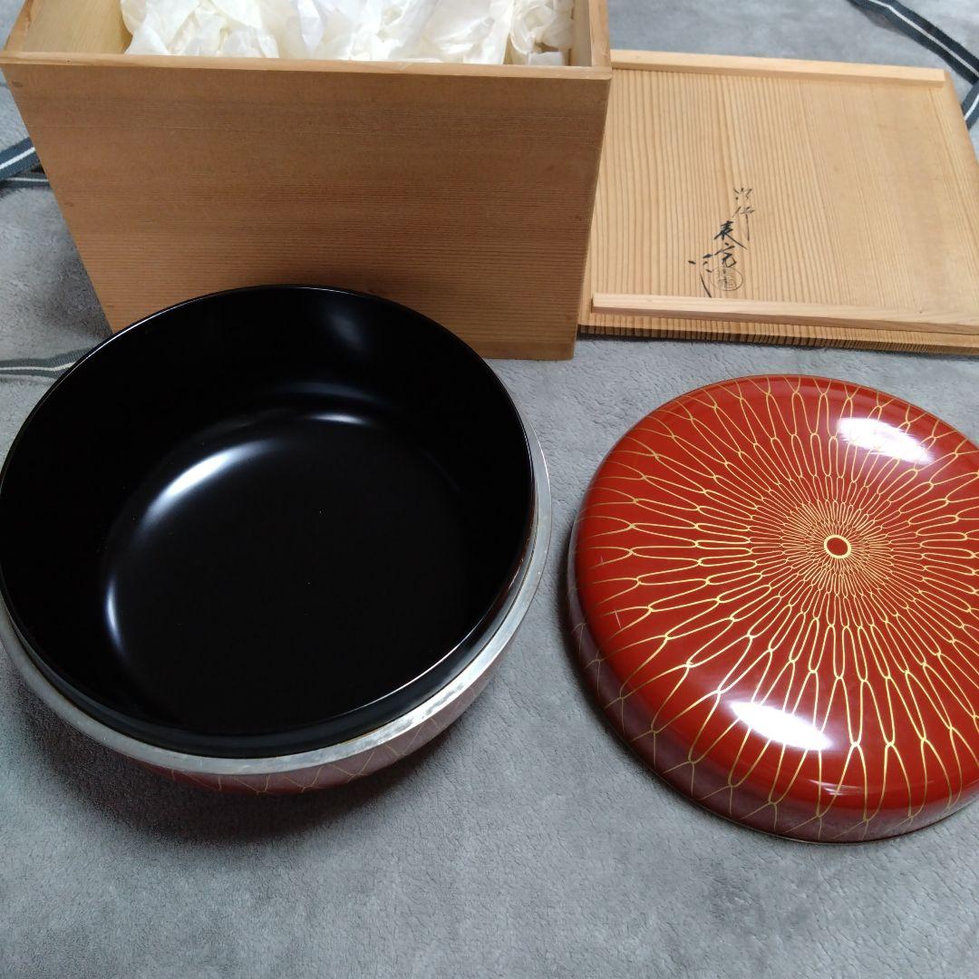 茶道具　朱塗網目喰篭