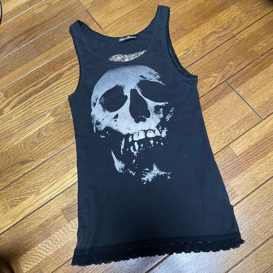 ヒステリックグラマー スカルベリー レースタンクトップ ブラック 黒 キャミ