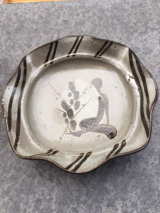 桃山時代 伝世品 古唐津 絵唐津 美人絵 茶碗 茶皿 図柄珍品 木箱付