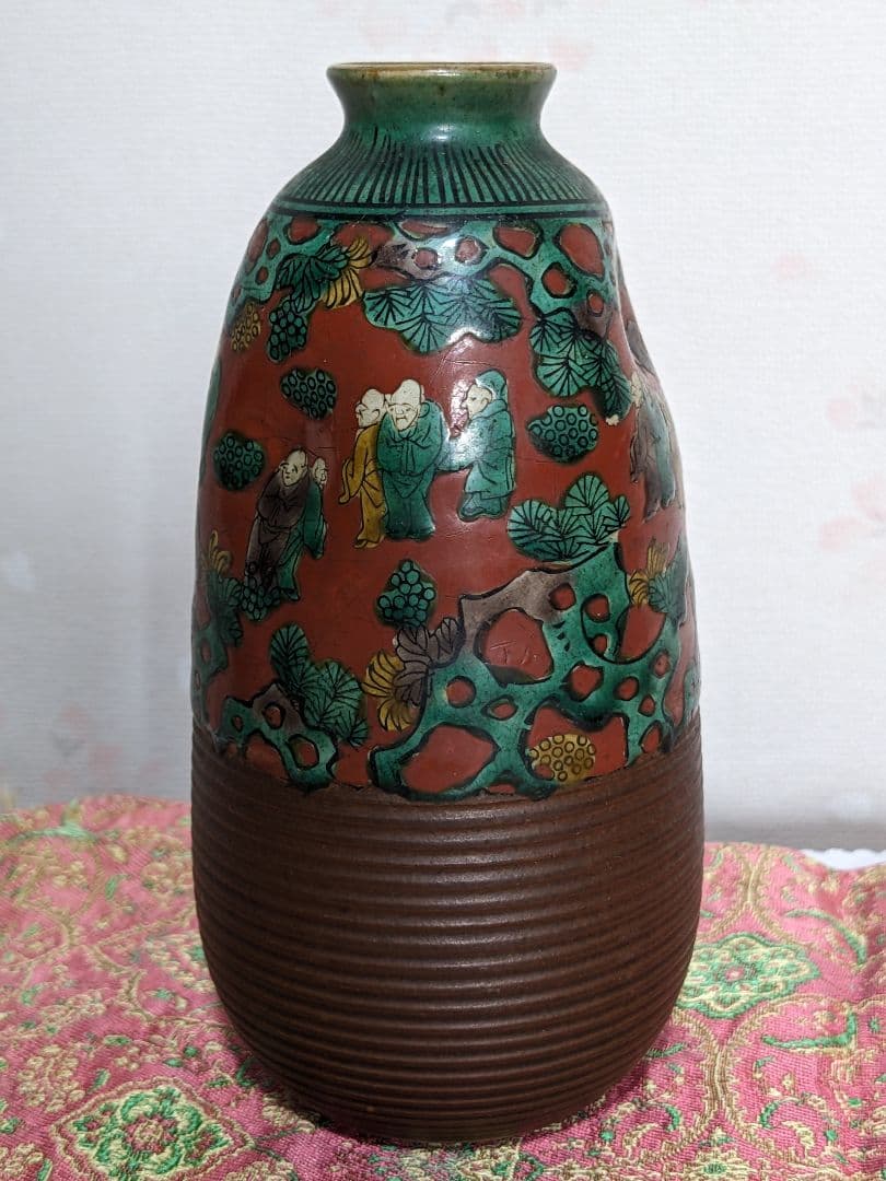 ⭐青木木米 京焼 南画赤絵琴高仙人 徳利 九谷焼 コレクション骨董品アンティーク