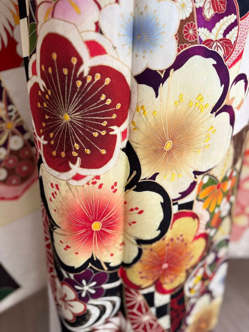とあ⭐️振袖フルセット　正絹振袖　成人式　レトロ感　クリーニング済み