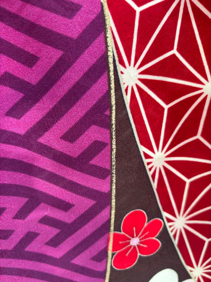 とあ⭐️振袖フルセット　正絹振袖　成人式　レトロ感　クリーニング済み