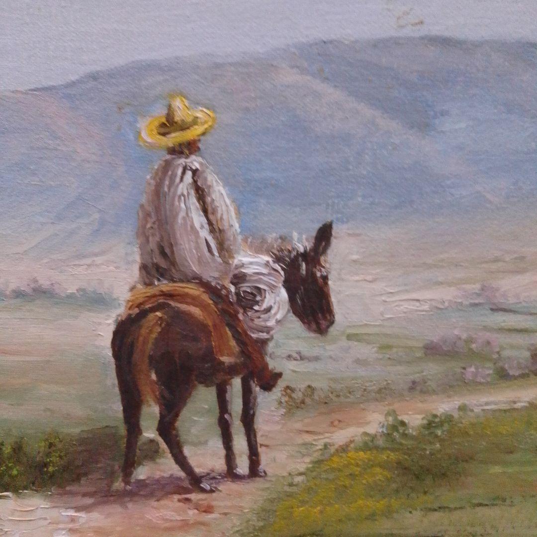 風景画 雪山と馬に乗った人物 メキシコで購入したもの