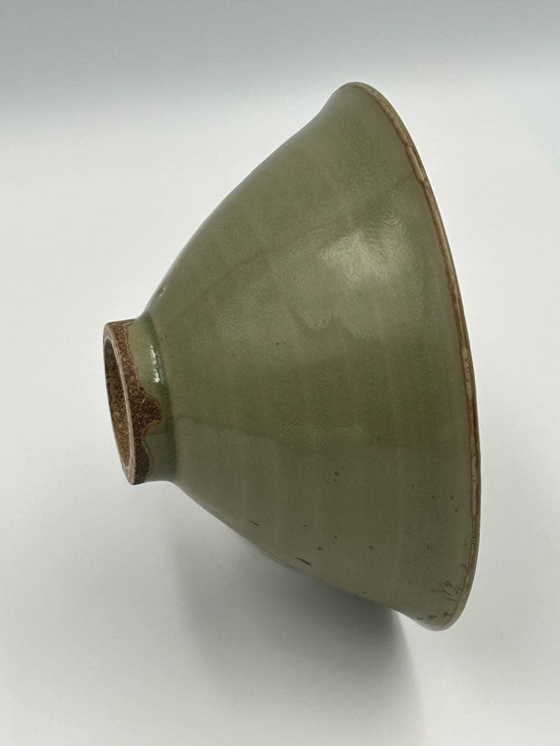 ★0051宋時代　耀州窯 青磁 刻花 斗笠碗 ★天目茶碗 茶道具 茶器 中国美術