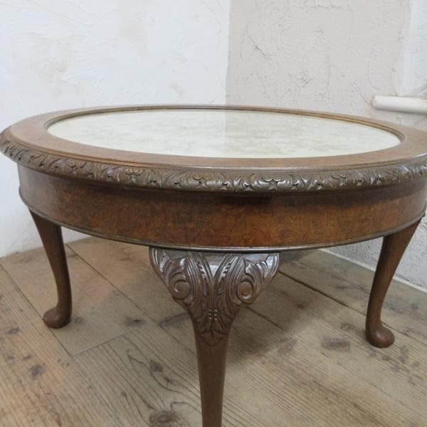 イギリス アンティーク 家具 コーヒーテーブル ガラストップ 猫脚 6827d