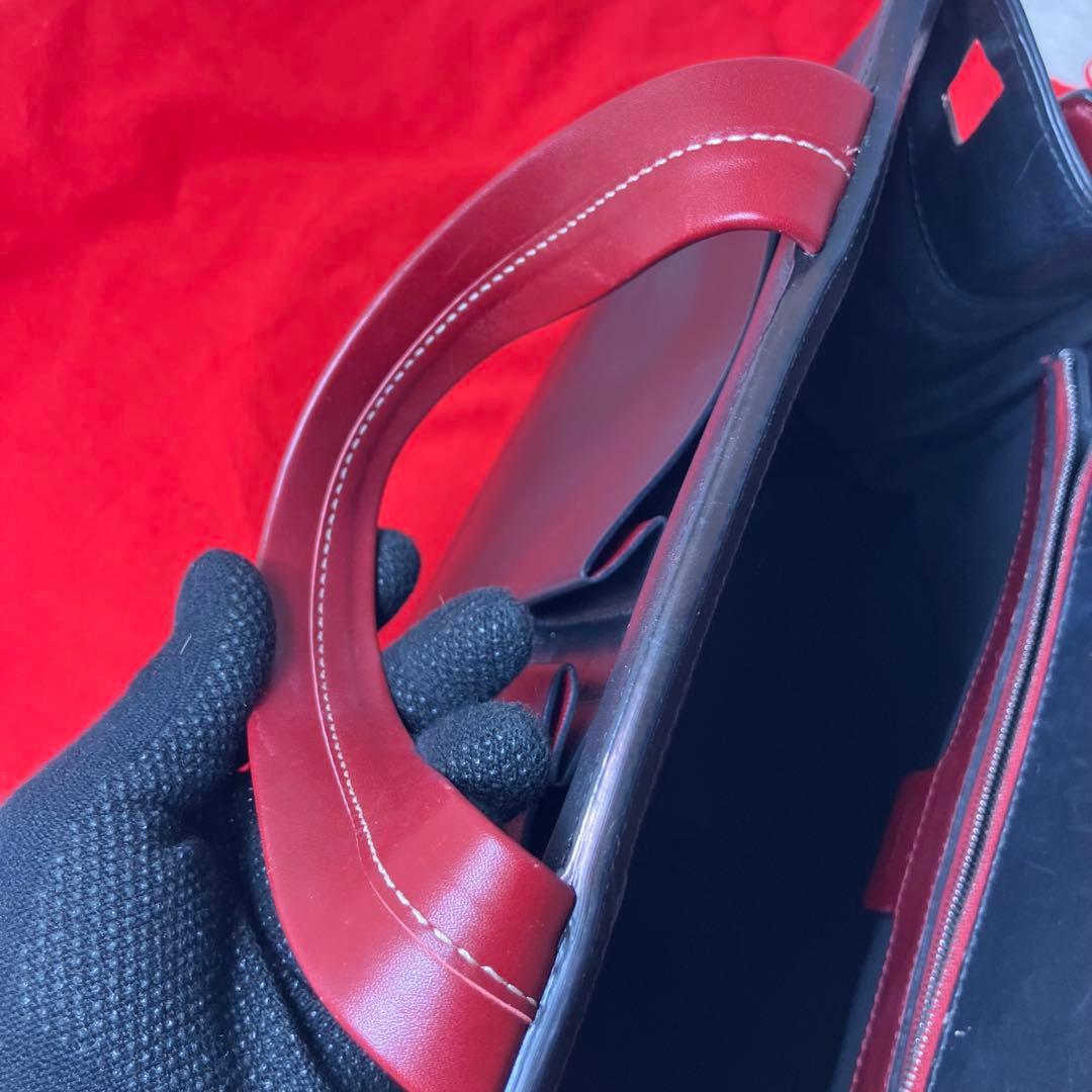 美品✨バリー ハンドバッグ Wポケット Bロゴ レザー 本革 自立型 ブラック