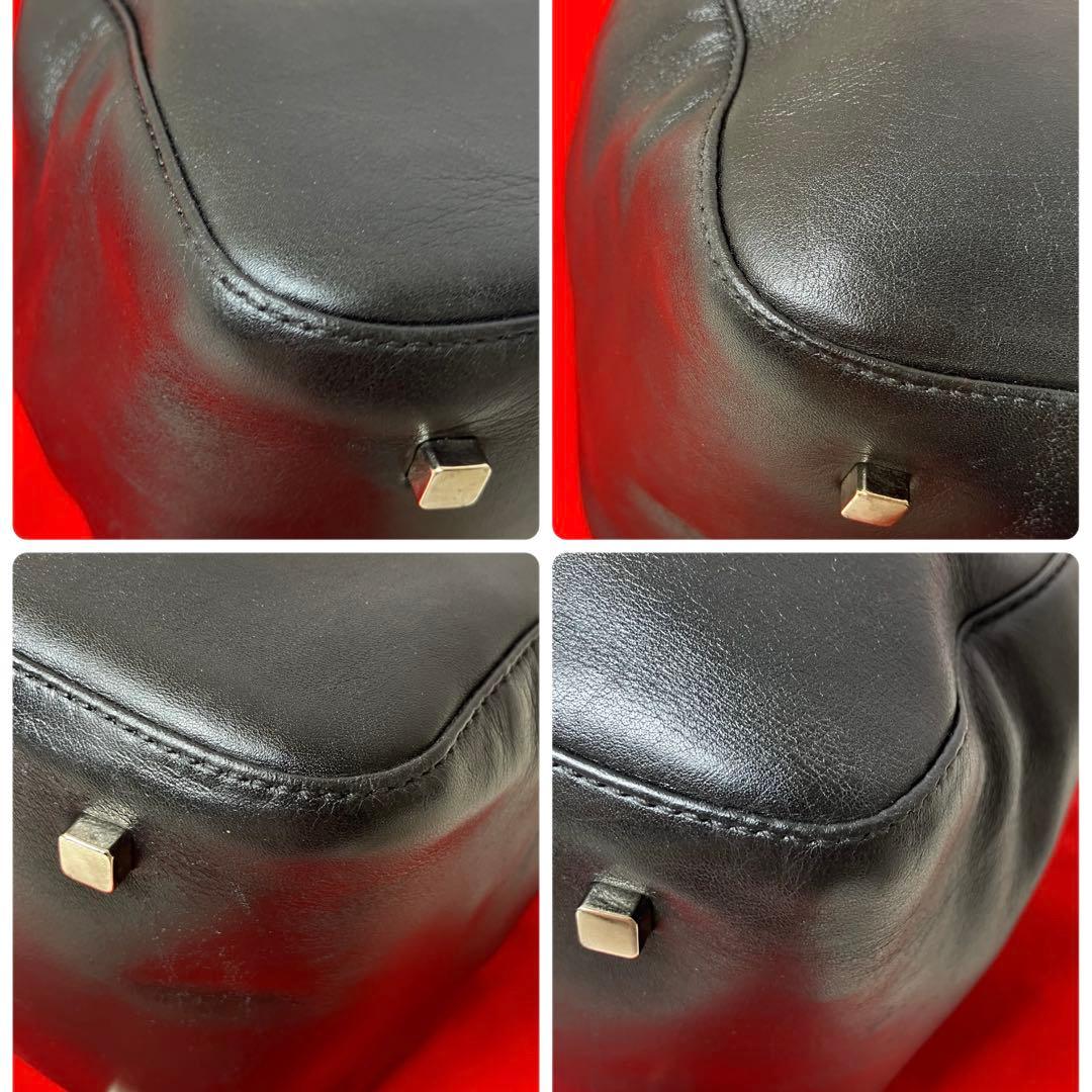 美品✨バリー ハンドバッグ Wポケット Bロゴ レザー 本革 自立型 ブラック