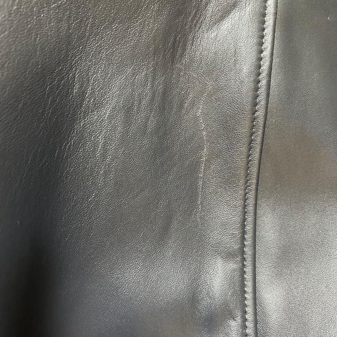 ユニオンステーション　シングルライダースジャケット　ラムレザー　L ネイビー