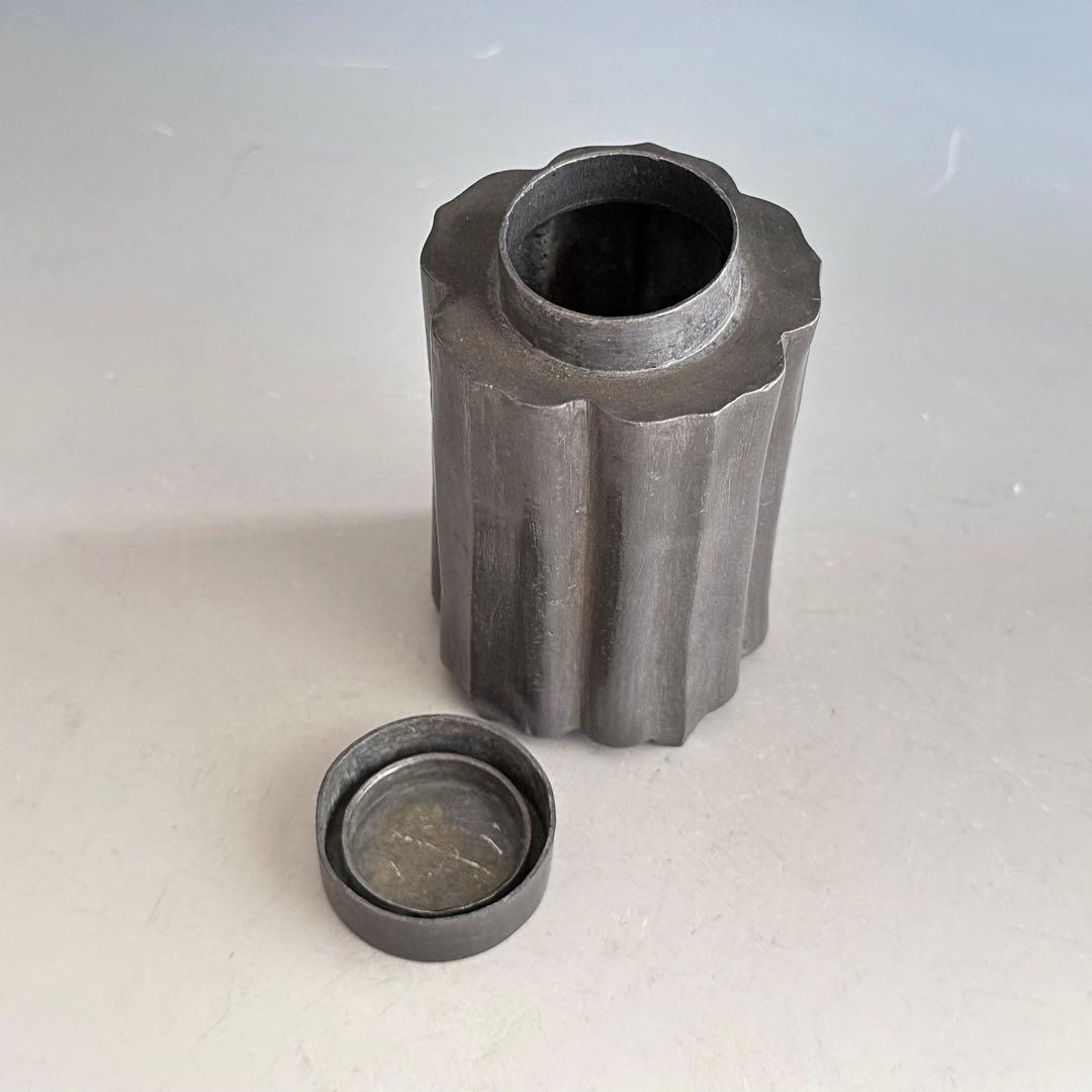 煎茶道具　唐物　点同　古錫　輪花形　茶心壷　茶入　仕服　古作　骨董　古玩