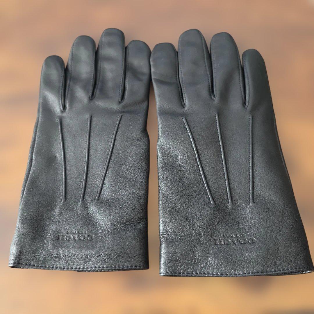 COACH ブラック シープレザー手袋 Mサイズ