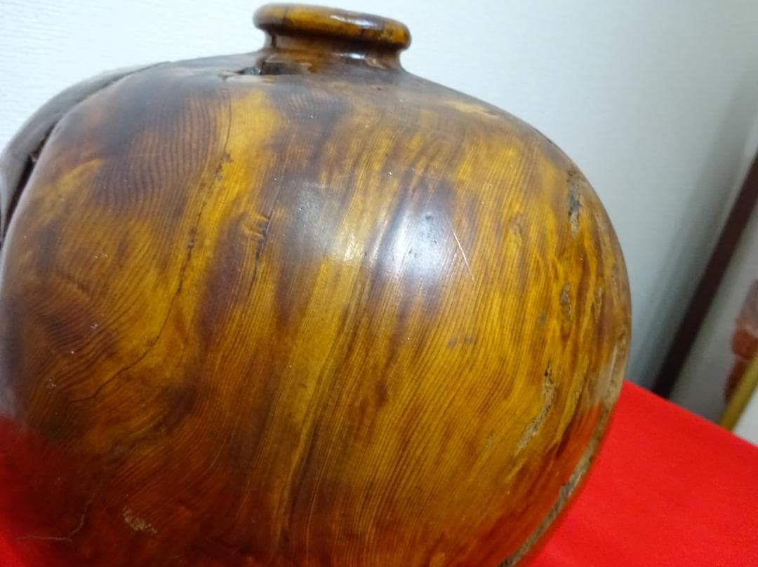 稀少　屋久杉　銘木　壺　花器　泡瘤　虎杢　泡杢　伝統工芸　美術品　骨董　世界遺産