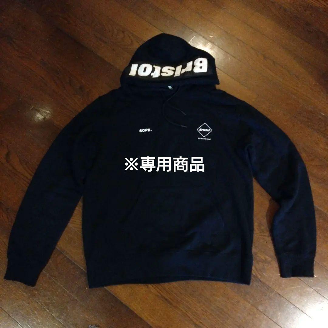 LEATHER APPLIQUE SWEAT HOODIE fcrb　黒　L