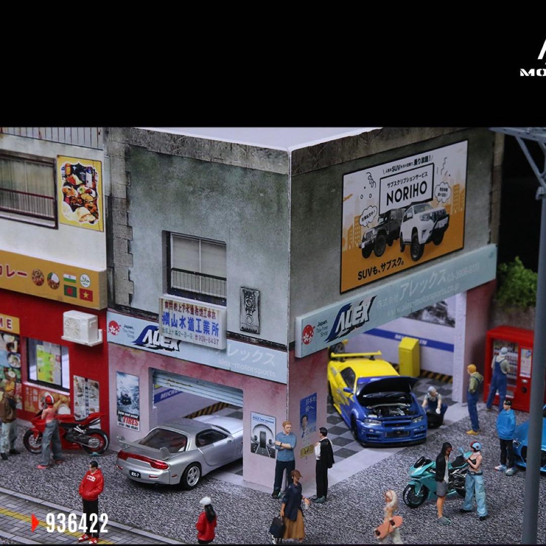 《最新入荷》1/64[日本のカレーレストラン建物]ジオラマ LED照明付き