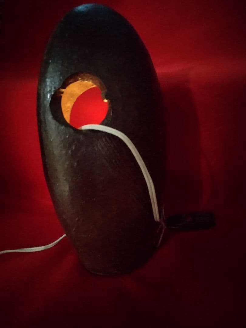 備前焼楕円花入れ/共箱