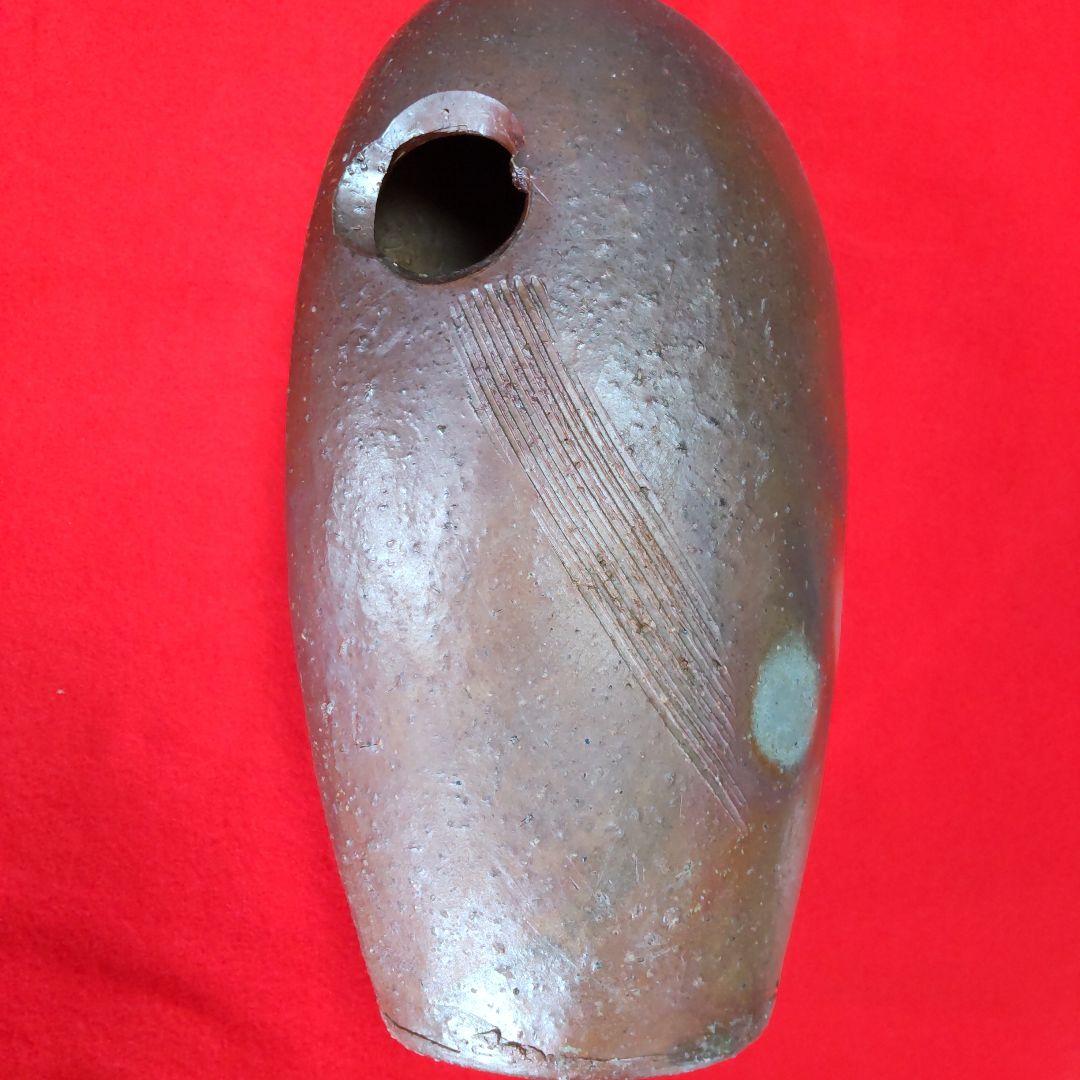 備前焼楕円花入れ/共箱