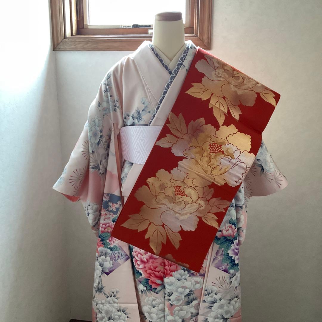 【未使用】振袖　ベビーピンク　百花繚乱