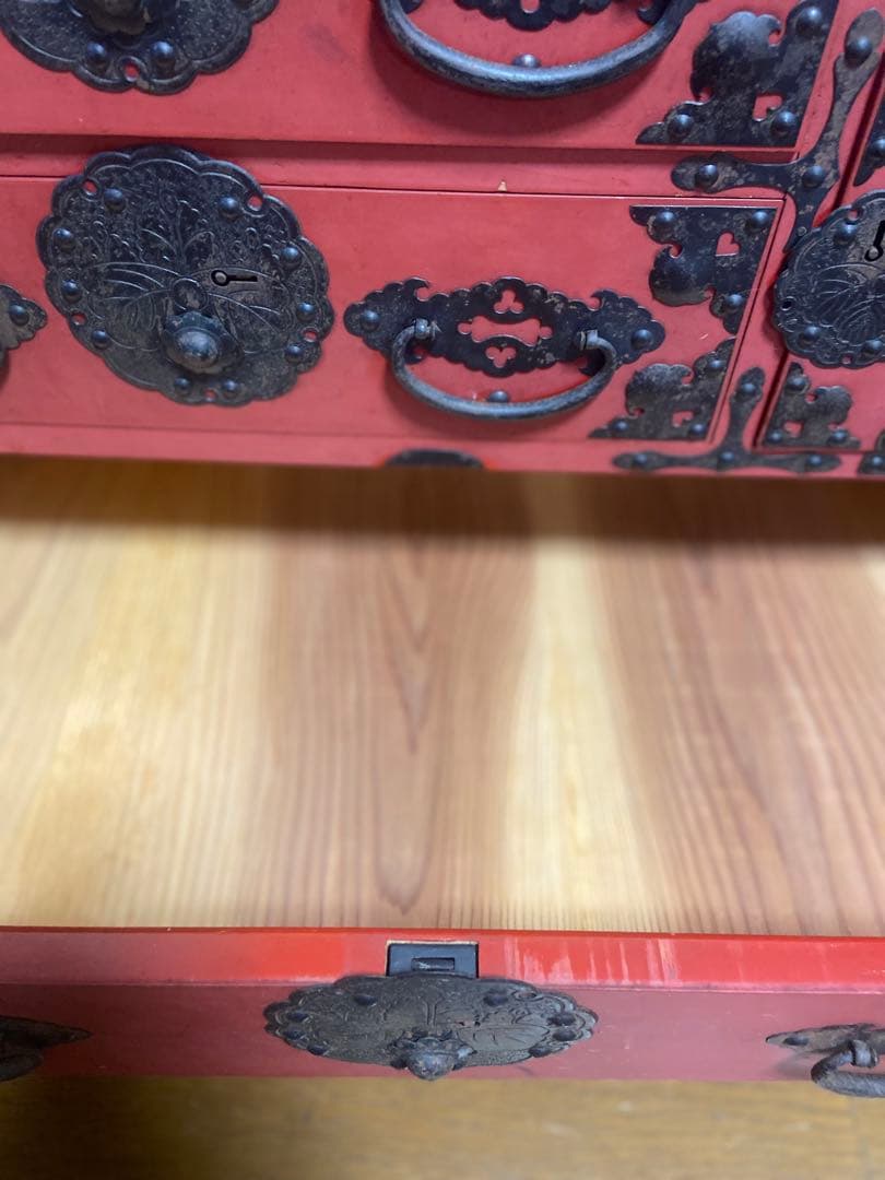 アンティーク和箪笥　朱色　赤家具