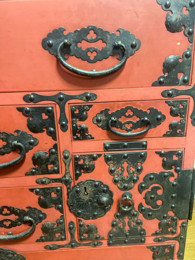 アンティーク和箪笥　朱色　赤家具