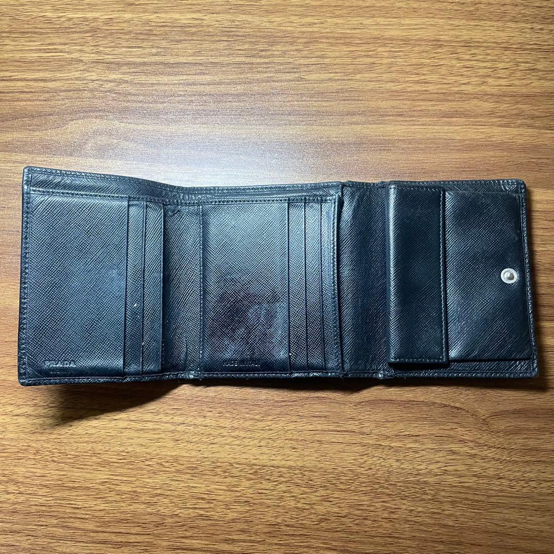 PRADA サフィアーノ 三つ折り財布 ブラック 正規品
