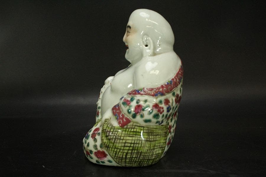 中国美術 色絵 布袋 置物(LC804)