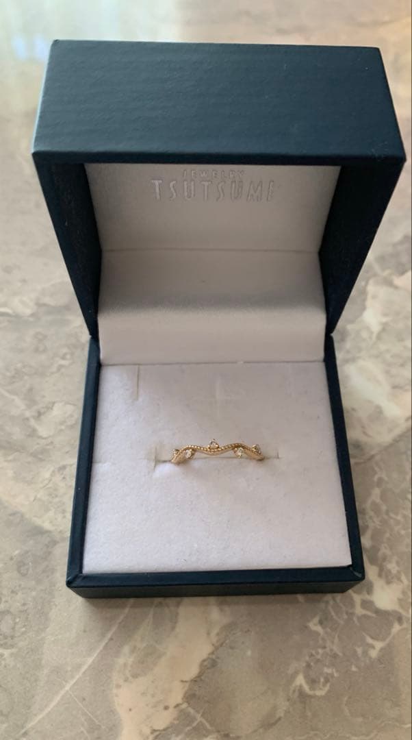 【美品・ケース有り】 ツツミ　K10 イエローゴールドダイヤモンドリング　7号
