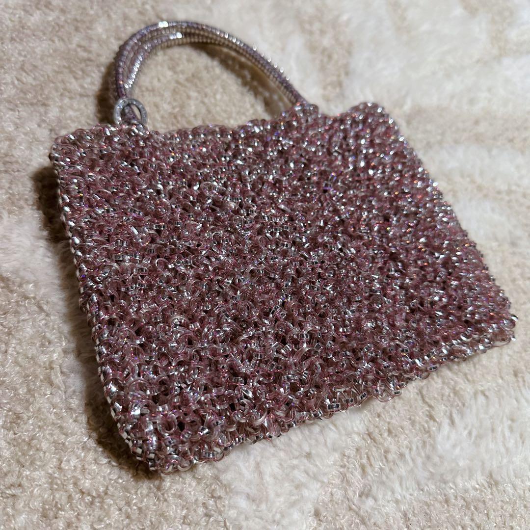 アンテプリマ パーティー バッグ ピンクシルバー ワイヤー ミニ スクエア