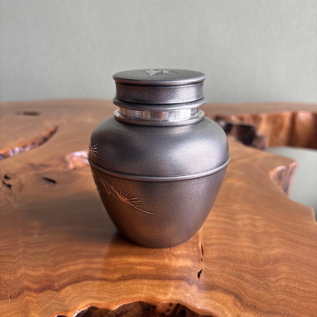 薩摩錫器 登六作 茶入 茶道具 共箱