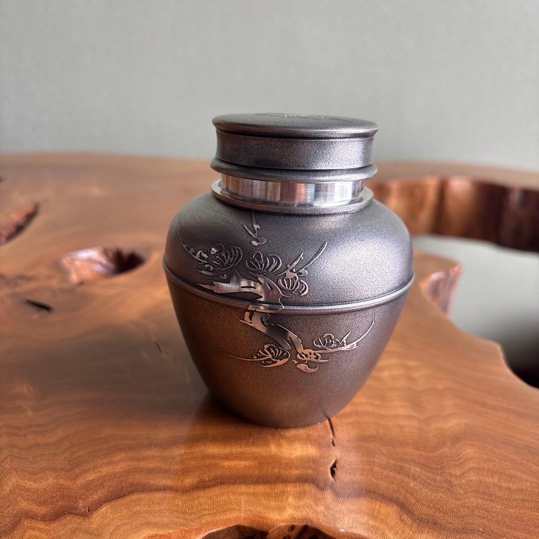 薩摩錫器 登六作 茶入 茶道具 共箱