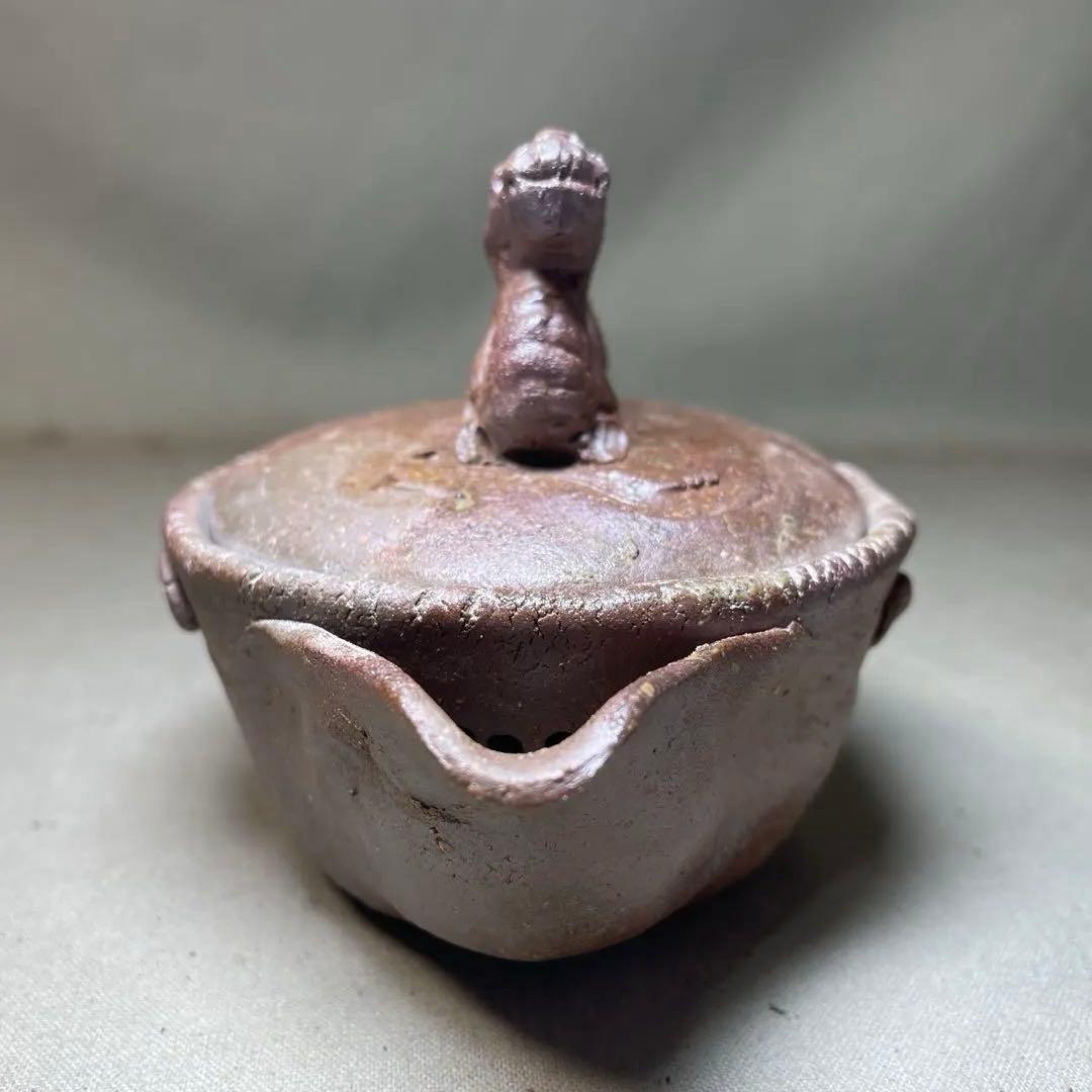 備前焼　備前手造り龍宝瓶　獅子宝瓶 在銘 ２点セット 煎茶器 急須 煎