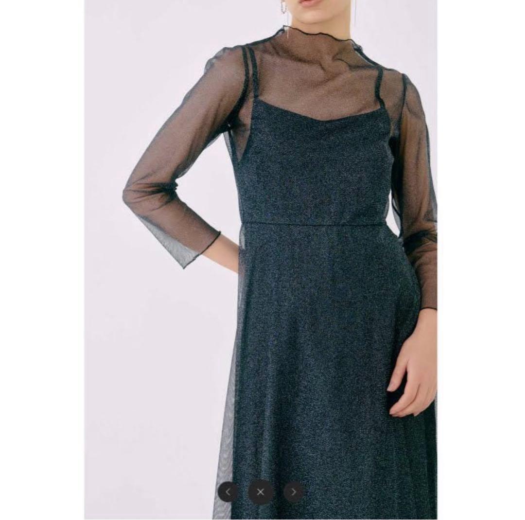 kaene カエン ラメチュールメロウワンピース ドレス パーティー 結婚式 黒