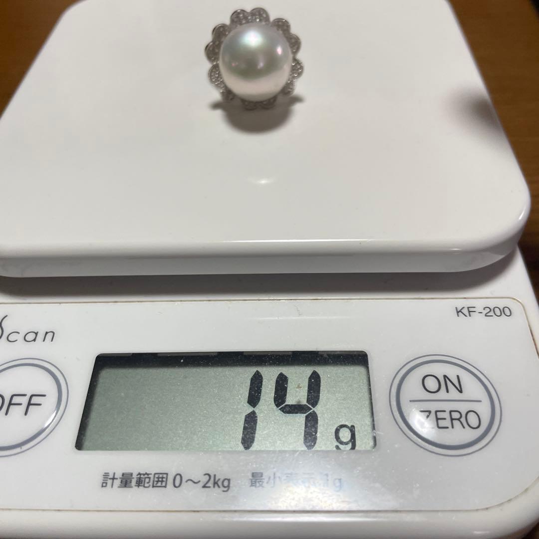 １５ｍｍ大粒 真珠フラワーデザインリング ダイヤ　プラチナ製
