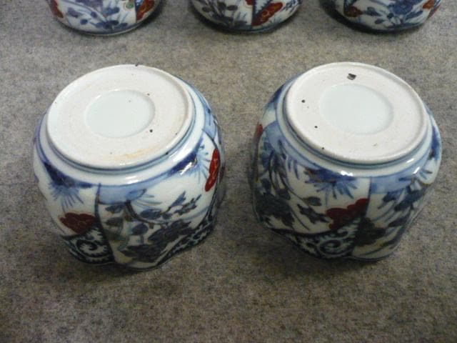 伊万里焼染付唐草に花図向付 5個 [B31558]