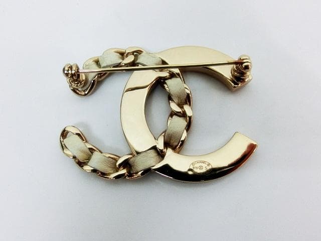 CHANEL シャネル ブローチ B19S ココマーク ラインストーン レザー