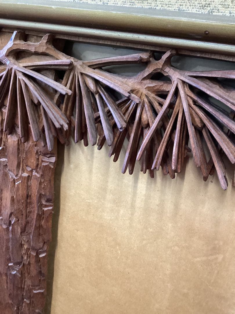 希少　秀鳳作 彫刻欄間 額装　骨董　欄間