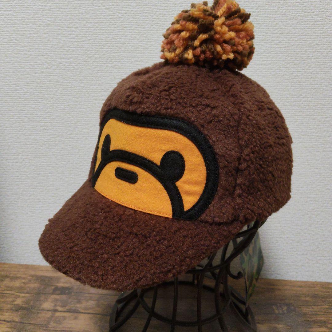 APE BAPE MILO FACE ボア フリース キャップ ポンポン付 新品